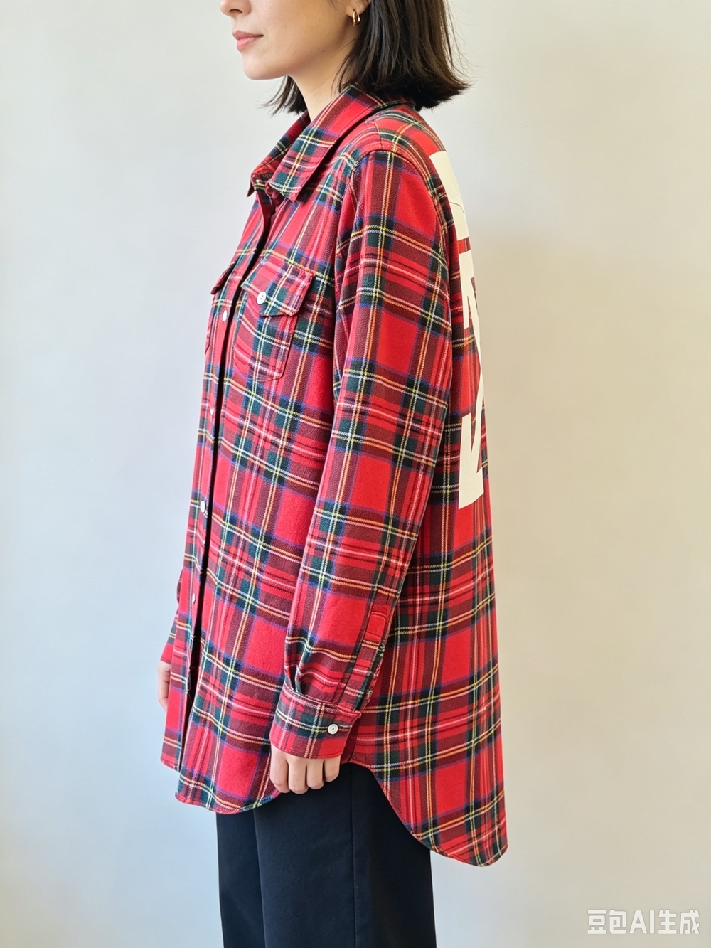 Off-White Red Plaid Button-Up Shirt - Picture 6 of 11